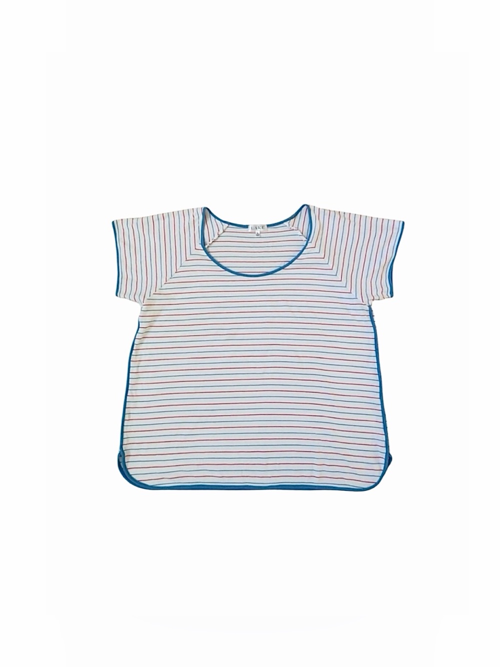 LAKE 100% Pima Cotton Red White Blue Striped Short Sleeve Pajama Top Large